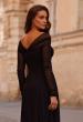 Picture of: Chic Off the Shoulder Net Jersey Gown with Long Sleeves in Black, Style: 32722, Detail Picture 2