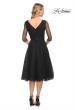 Picture of: Tea Length Tulle Dress with Beading and Sheer Sleeve in Black, Detail Picture 3