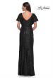 Picture of: Sequin Stretch Evening Dress with High Neckline and Dolman Sleeves in Black, Style: 30885, Detail Picture 3
