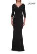 Picture of: V-Neck Lace Trim Gown with Three-Quarter Sleeves in Black, Style: 33658, Detail Picture 3