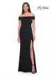 Picture of: Off the Shoulder Jersey Dress with Ruching and Slit in Black, Style: 31086, Detail Picture 4
