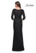 Picture of: Fitted Beaded Lace Evening Gown with Ruching in Black, Style: 31721, Detail Picture 4