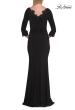 Picture of: V-Neck Lace Trim Gown with Three-Quarter Sleeves in Black, Style: 33658, Detail Picture 4