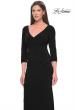 Picture of: Three Quarter Sleeve Jersey Evening Dress with Ruffle Detail in Black, Style: 30967, Detail Picture 5