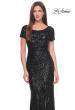 Picture of: Short Sleeve Print Sequin Evening Dress in Black, Style: 31852, Detail Picture 5
