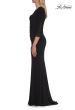Picture of: V-Neck Lace Trim Gown with Three-Quarter Sleeves in Black, Style: 33658, Detail Picture 5
