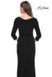 Picture of: Three Quarter Sleeve Jersey Evening Dress with Ruffle Detail in Black, Style: 30967, Detail Picture 6