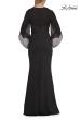 Picture of: V-Neck Gown with Sheer Flutter Sleeves in Black, Style: 33215, Detail Picture 7