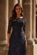 Picture of: Mother of the Bride Dress with Full Skirt and Illusion Neckline in Black Navy, Style: 30825, Detail Picture 1
