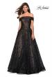 Picture of: sequin Ball Gown with Off the Shoulder Top in Black Nude, Style: 27577, Main Picture