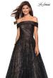 Picture of: sequin Ball Gown with Off the Shoulder Top in Black Nude, Style: 27577, Detail Picture 3