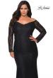 Picture of: Lace Off The Shoulder Long Sleeve Plus Dress with Stones in Black, Style: 28945, Main Picture
