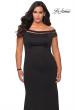 Picture of: Off The Shoulder Plus Size Gown with Sheer Neckline Detail in Black, Style: 29049, Main Picture