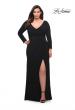 Picture of: Long Sleeve Jersey Plus Dress with Slit in Black, Style: 30071, Main Picture