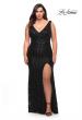 Picture of: Long Sequin Plus Size Dress with Banded Waist in Black, Style: 30182, Main Picture