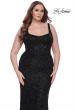 Picture of: Fitted Beaded Lace Plus Size Prom Dress with Illusion Waist in Black, Style: 31535, Main Picture
