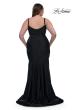 Picture of: Chic Plus Size Dress with Ruching and Rhinestone Neckline Detail in Black, Style: 33057, Detail Picture 8