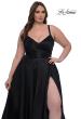 Picture of: Simple A-line Mikado Plus Dress with Slit in Black, Style: 33075, Detail Picture 8