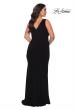 Picture of: Jersey Plus Size Prom Dress with V-Neckline and Slit in Black, Style: 28882, Detail Picture 9