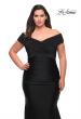 Picture of: Off the Shoulder Ruched Plus Size Gown with Train in Black, Style: 29132, Detail Picture 9