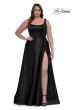 Picture of: A-line Satin Plus Prom Dress with Rhinestone Neckline in Black, Style: 33026, Detail Picture 9