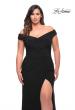 Picture of: Matte Jersey Long Plus Dress with Ruching and Slit in Black, Style: 29663, Detail Picture 10