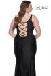 Picture of: Ruched Jersey Plus Dress with Illusion Lace Bodice and Tie Back in Black, Style: 31273, Detail Picture 10