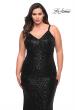 Picture of: V Neck Sequin Plus Size Long Gown in Black, Style: 29546, Detail Picture 11
