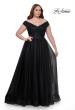 Picture of: A-Line Tulle Off the Shoulder Plus Size Dress with Slit in Black, Style: 32204, Detail Picture 13