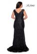 Picture of: Curvy Stretch Lace Dress with V-Neck and Rhinestones in Black, Style: 28837, Back Picture