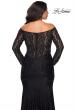 Picture of: Lace Off The Shoulder Long Sleeve Plus Dress with Stones in Black, Style: 28945, Back Picture