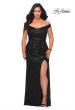 Picture of: Sequin Plus Size Dress with Off the Shoulder Detail in Black, Style: 29023, Back Picture