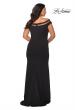 Picture of: Off The Shoulder Plus Size Gown with Sheer Neckline Detail in Black, Style: 29049, Back Picture