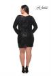 Picture of: Short Sequin Plus Dress with Long Sleeves in Black, Style: 29396, Back Picture