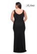 Picture of: Jersey Plus Gown with Jeweled Bodice and V Neckline in Black, Style: 29751, Back Picture