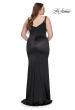 Picture of: Stretch Satin Plus Size Dress with Unique Neckline and Slit in Black, Style: 31266, Back Picture