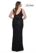 Picture of: Fitted Beaded Lace Plus Size Prom Dress with Illusion Waist in Black, Style: 31535, Back Picture