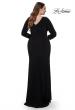 Picture of: Long Sleeve Jersey Plus Size Evening Dress with Ruching in Black, Style: 32191, Back Picture