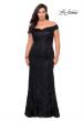 Picture of: Off the Shoulder Lace Plus Dress with Defined Waist in Black, Style: 28883, Detail Picture 1
