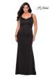 Picture of: Floor Length Black Jersey Plus Size Prom Dress in Black, Style: 28964, Detail Picture 1