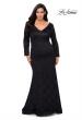 Picture of: Black Lace Curvy Prom Dress with Long Sleeves in Black, Style: 29017, Detail Picture 1