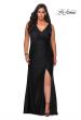 Picture of: Curvy Jersey Prom Dress with Ruching and Slit in Black, Style: 29024, Detail Picture 1