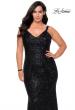 Picture of: Sequined Curvy Prom Dress with Criss Cross Back in Black, Style: 29037, Detail Picture 1