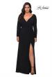 Picture of: Long Sleeve Curvy Prom Dress with Ruching in Black, Style: 29044, Detail Picture 1