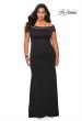 Picture of: Off The Shoulder Plus Size Gown with Sheer Neckline Detail in Black, Style: 29049, Detail Picture 1