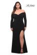 Picture of: Long Sleeve Off the Shoulder Plus Size Gown in Black, Style: 29530, Detail Picture 1