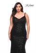 Picture of: Thick Line Sequin Print Plus Size Gown with V Neck in Black, Style: 29622, Detail Picture 1