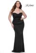 Picture of: Strapless Ruched Stretch Satin Plus Size Dress in Black, Style: 32157, Detail Picture 1