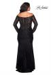 Picture of: Lace Off The Shoulder Long Sleeve Plus Dress with Stones in Black, Style: 28945, Detail Picture 2