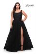 Picture of: A-line Tulle and Lace Plus Size Gown with Slit in Black, Style: 29070, Detail Picture 2